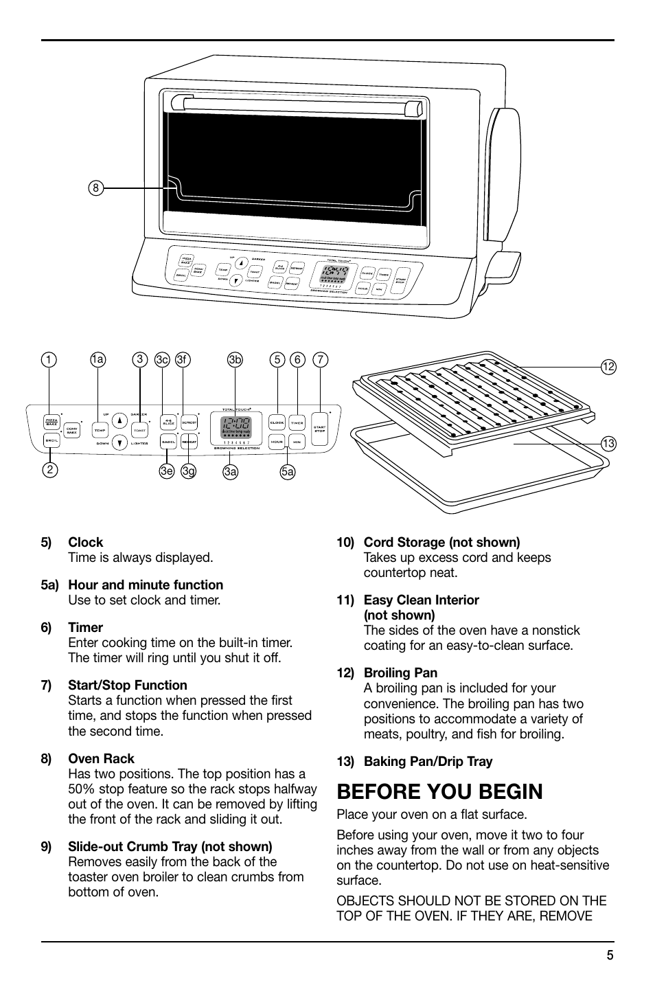 Before you begin | Cuisinart TOB-195 Series User Manual | Page 5 / 25