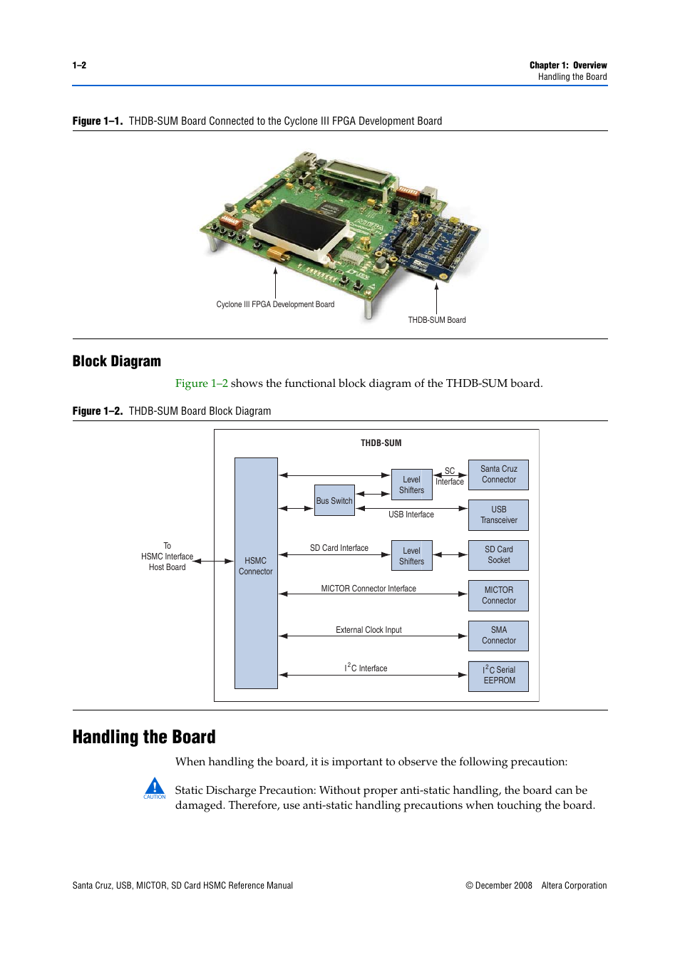 Block diagram, Handling the board, Block diagram –2 | Handling the board –2 | Altera Santa Cruz User Manual | Page 6 / 28