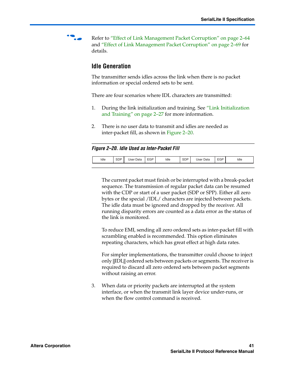 Idle generation | Altera SerialLite II Protocol User Manual | Page 41 / 84