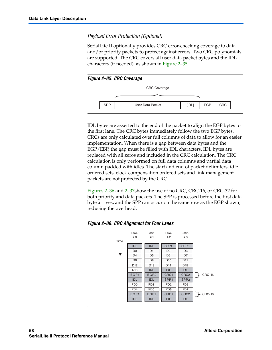 Payload error protection (optional) | Altera SerialLite II Protocol User Manual | Page 58 / 84