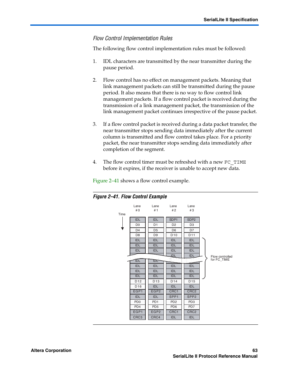 Flow control implementation rules | Altera SerialLite II Protocol User Manual | Page 63 / 84