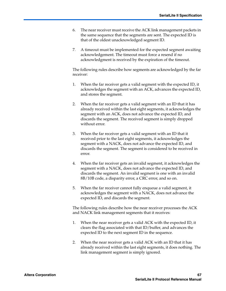 Altera SerialLite II Protocol User Manual | Page 67 / 84