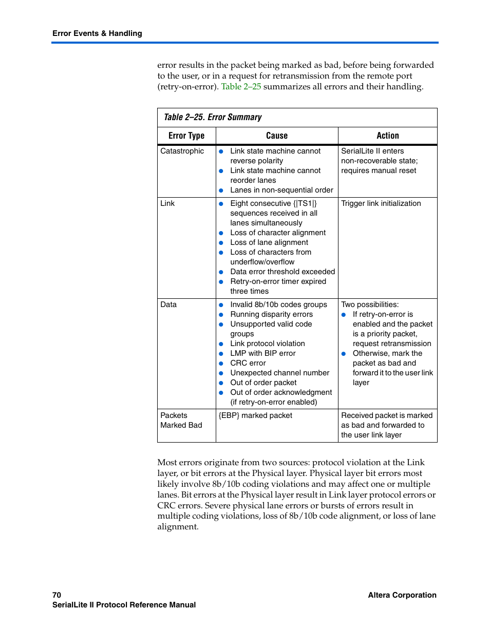 Altera SerialLite II Protocol User Manual | Page 70 / 84