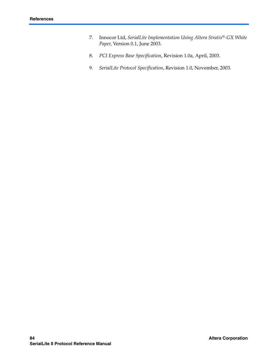 Altera SerialLite II Protocol User Manual | Page 84 / 84