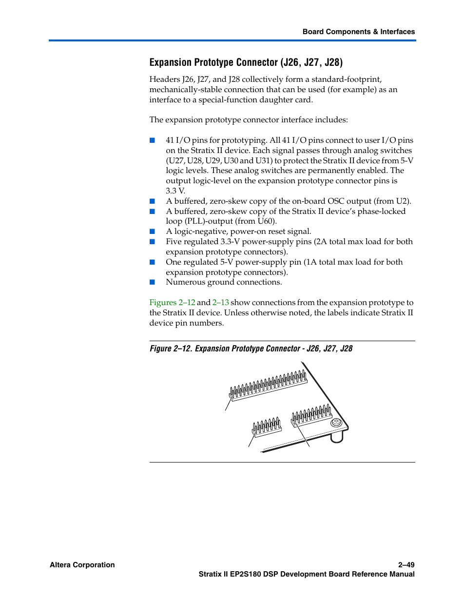 Expansion prototype connector (j26, j27, j28) | Altera Stratix II EP2S180 DSP Development Board User Manual | Page 57 / 58