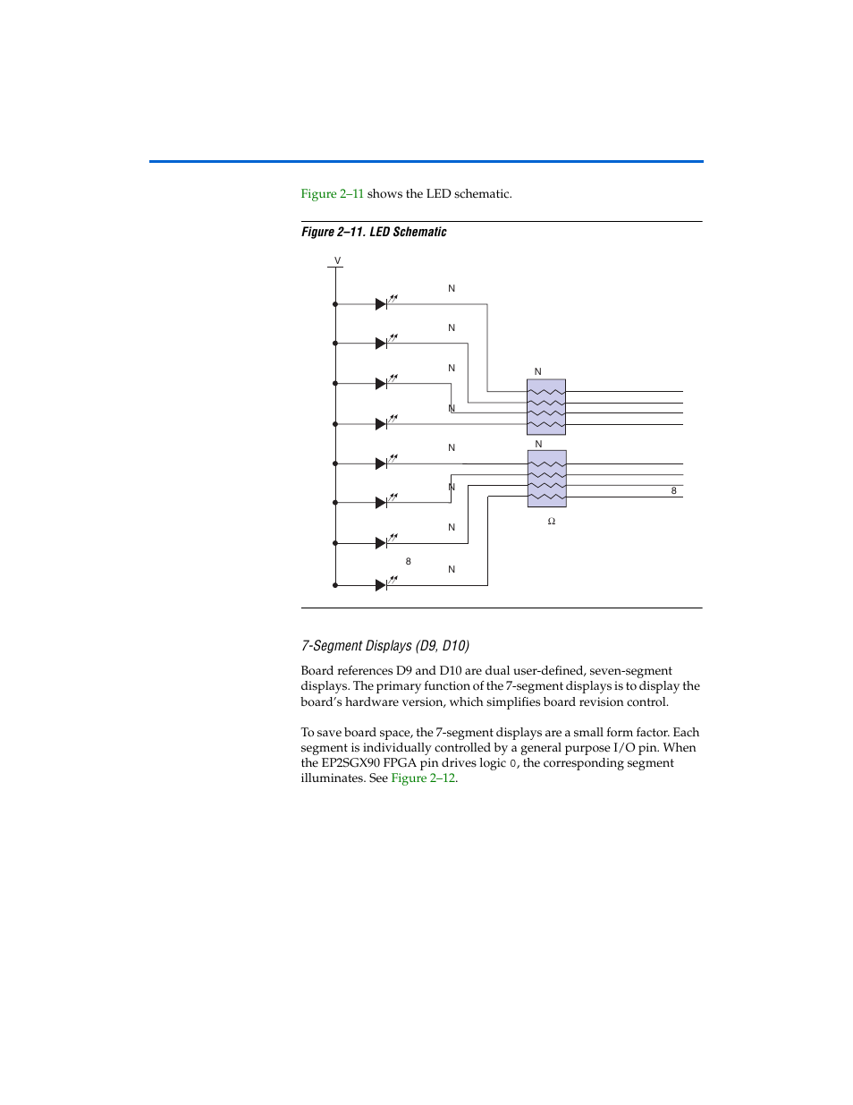 Segment displays (d9, d10), Segment displays (d9, d10) -19 | Altera Stratix II GX EP2SGX90 Transceiver Signal Integrity Development Board User Manual | Page 29 / 40