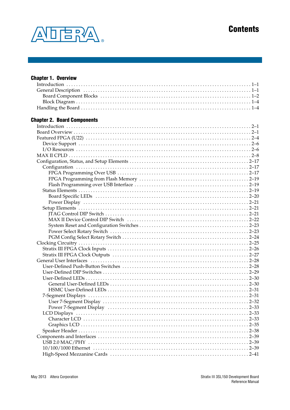 Altera Stratix III Development Board User Manual | Page 3 / 82