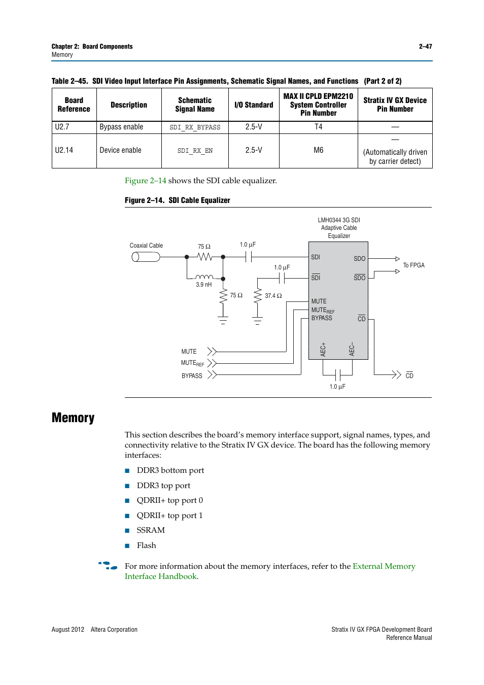 Memory, Memory –47 | Altera Stratix IV GX FPGA Development Board User Manual | Page 55 / 82
