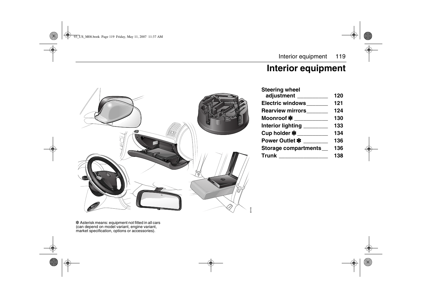 Interior equipment | Saab 2008 9-3 User Manual | Page 119 / 320