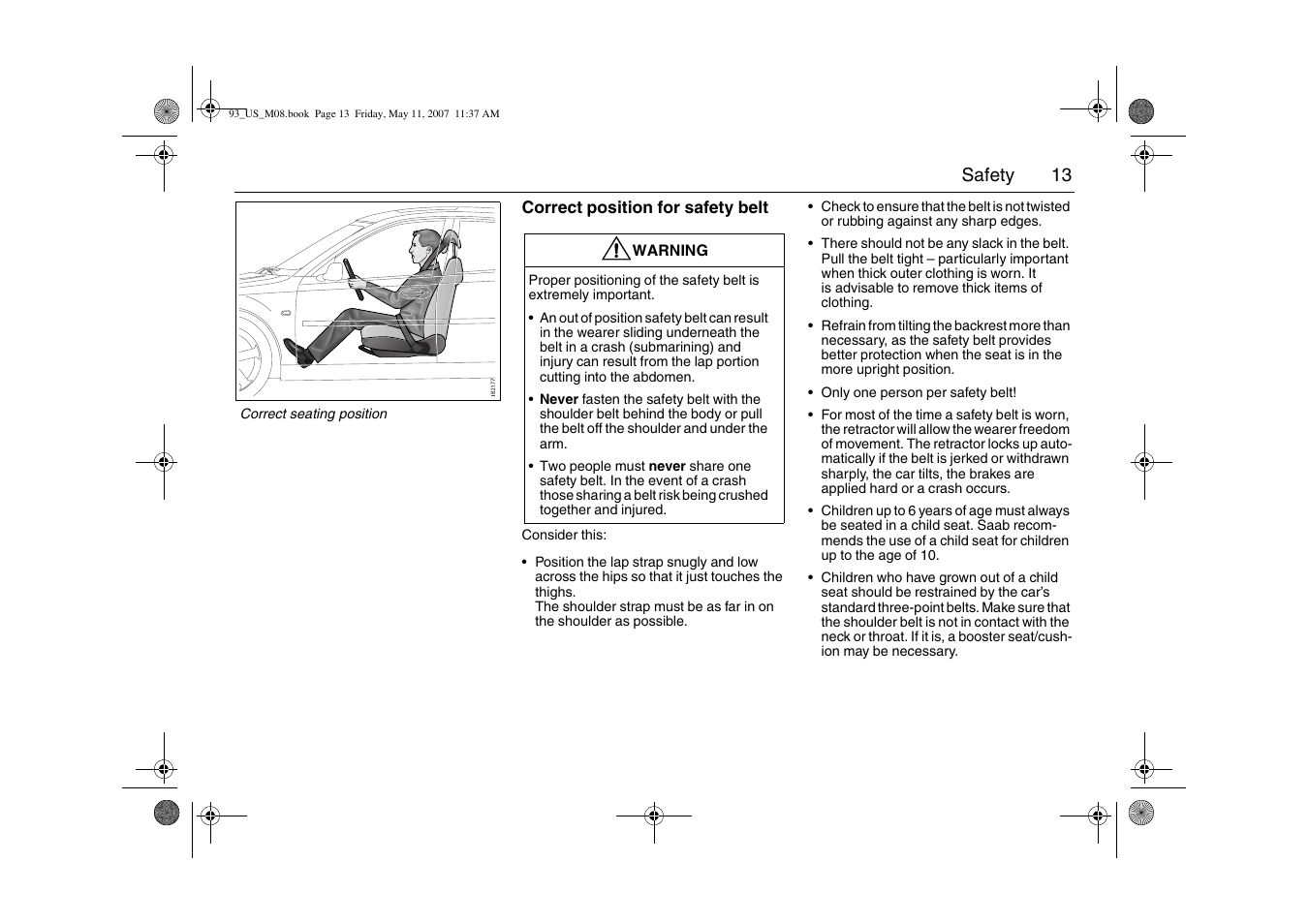 Saab 2008 9-3 User Manual | Page 13 / 320