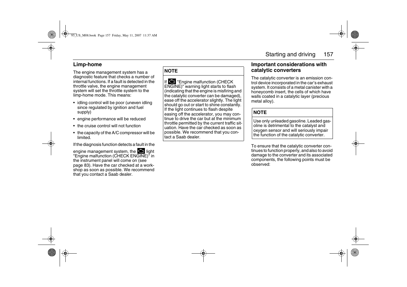 Saab 2008 9-3 User Manual | Page 157 / 320