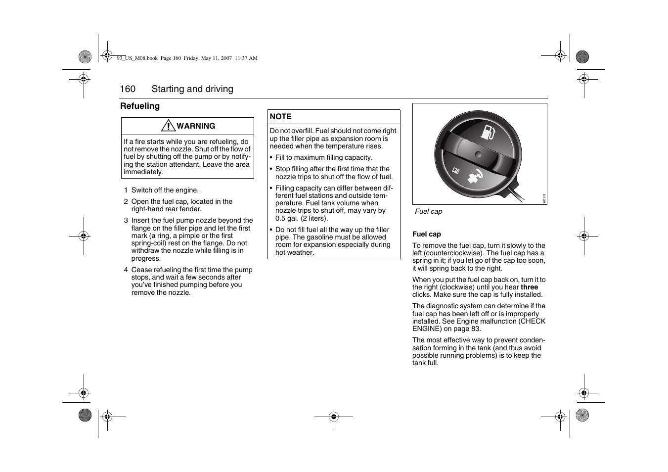 Saab 2008 9-3 User Manual | Page 160 / 320