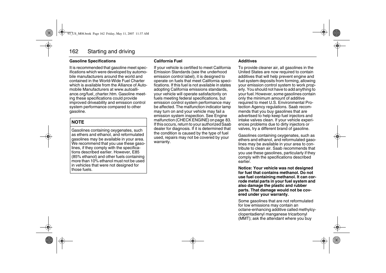 Saab 2008 9-3 User Manual | Page 162 / 320