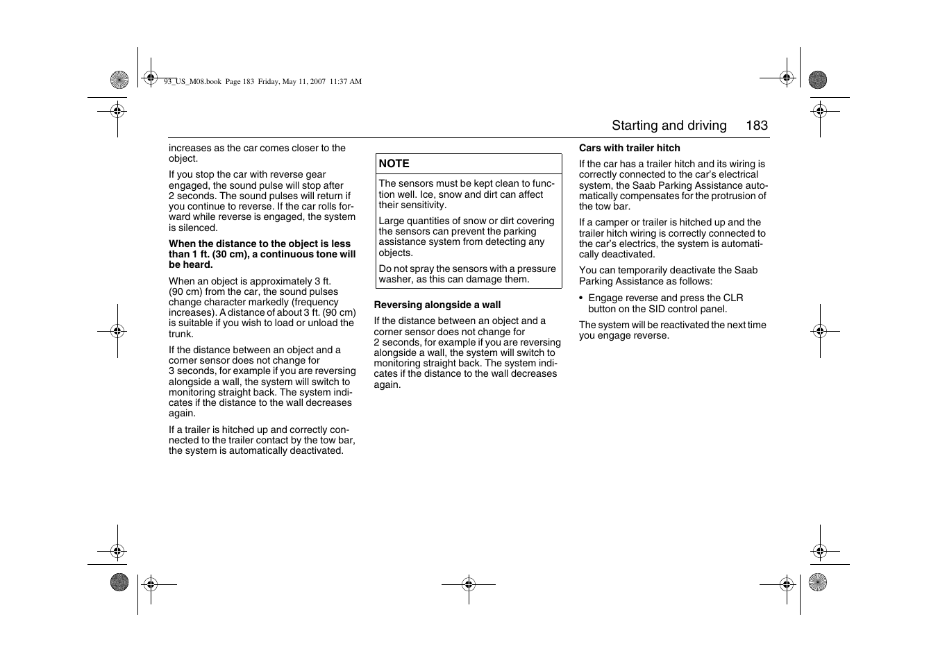 Saab 2008 9-3 User Manual | Page 183 / 320