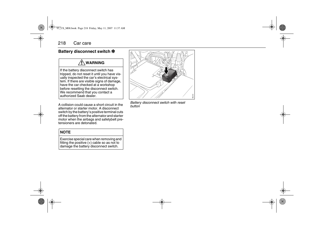 Saab 2008 9-3 User Manual | Page 218 / 320