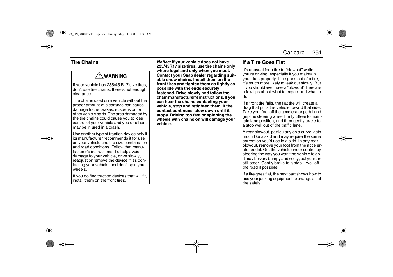 Saab 2008 9-3 User Manual | Page 251 / 320