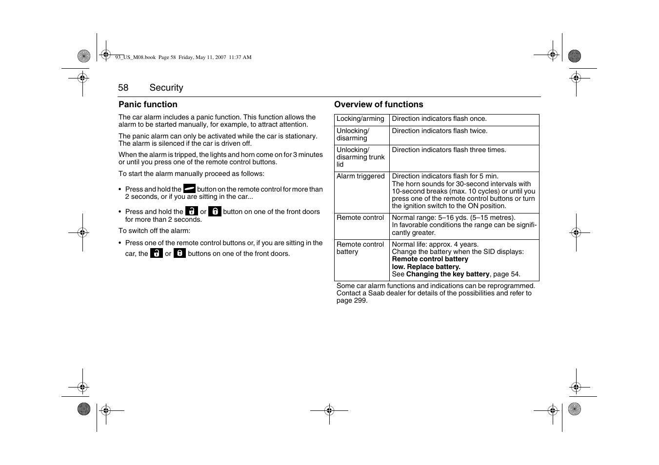 Saab 2008 9-3 User Manual | Page 58 / 320