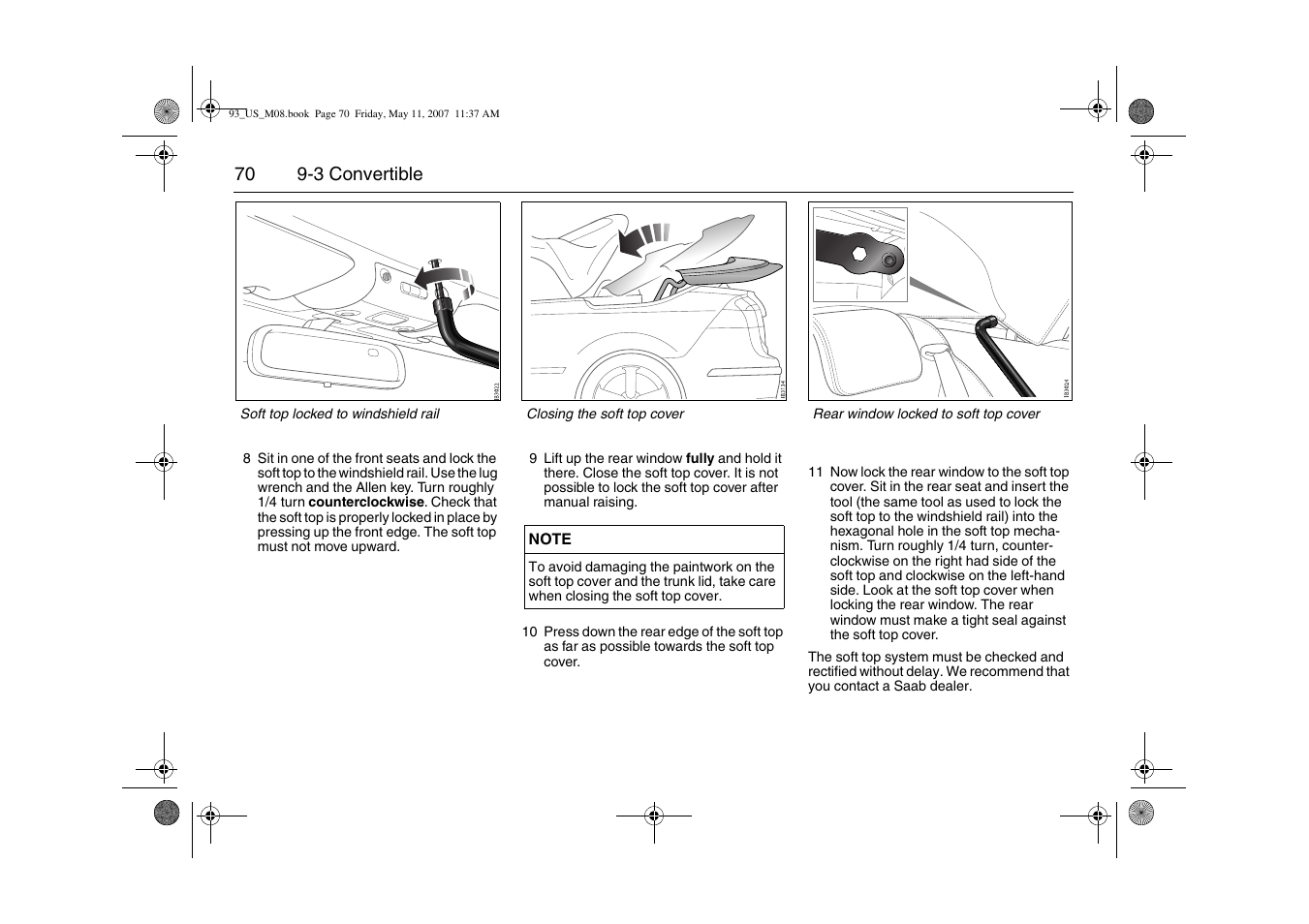 Saab 2008 9-3 User Manual | Page 70 / 320