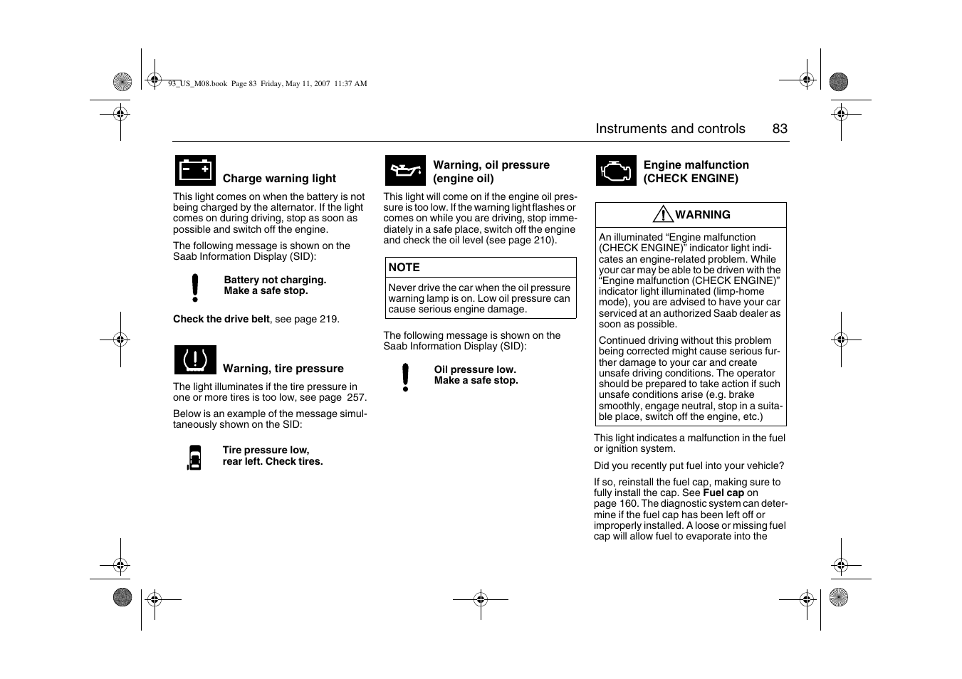 Saab 2008 9-3 User Manual | Page 83 / 320