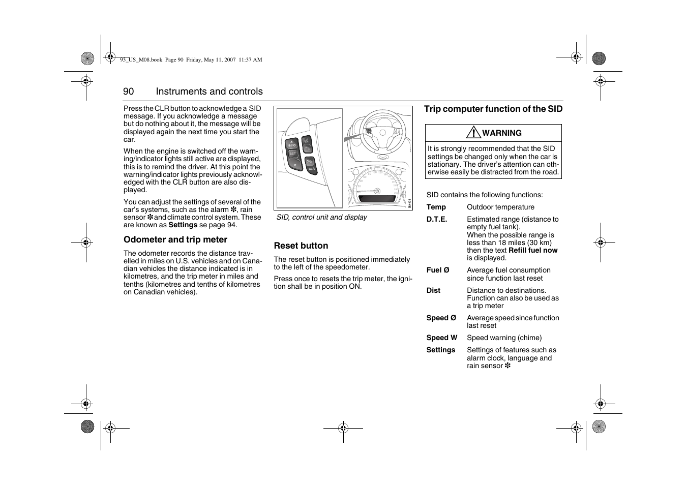 Saab 2008 9-3 User Manual | Page 90 / 320