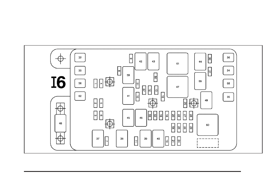 Engine compartment fuse block, Engine compartment fuse block -99, Engine | Compartment fuse block | Saab 2006 9-7X User Manual | Page 381 / 434