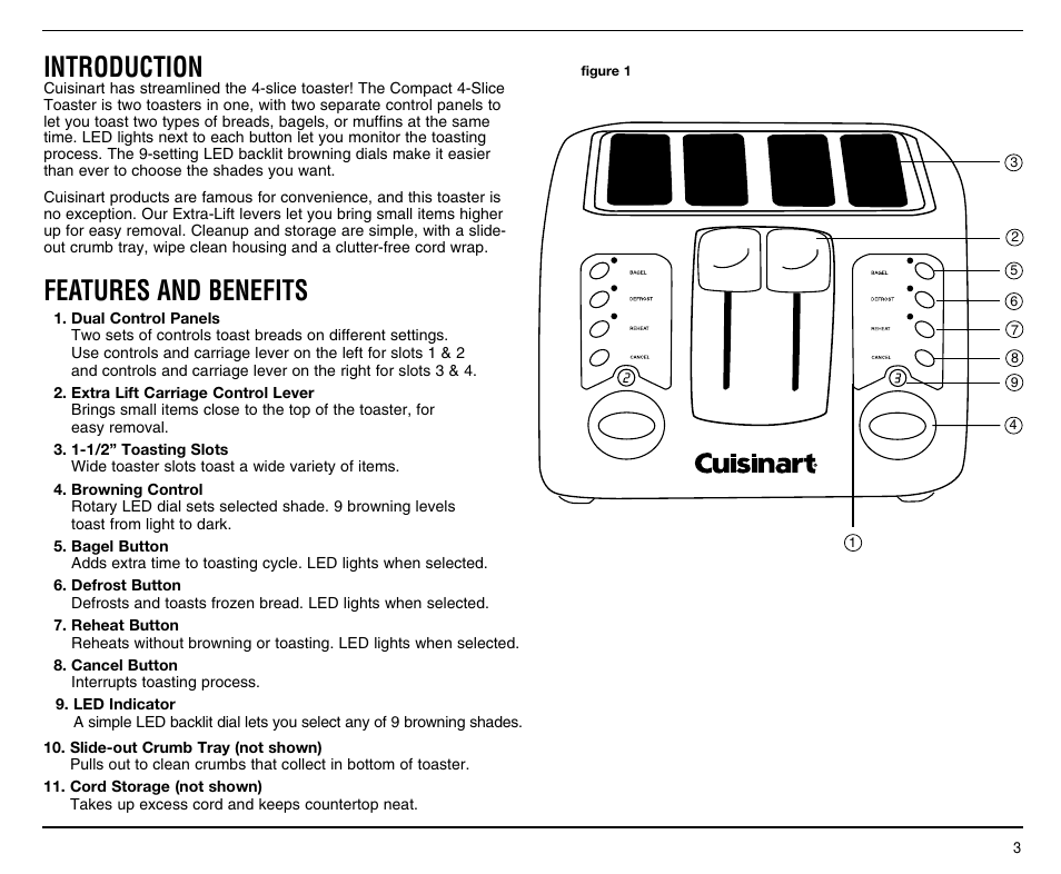 Introduction, Features and benefits | Cuisinart CPT-140RC User Manual | Page 3 / 9