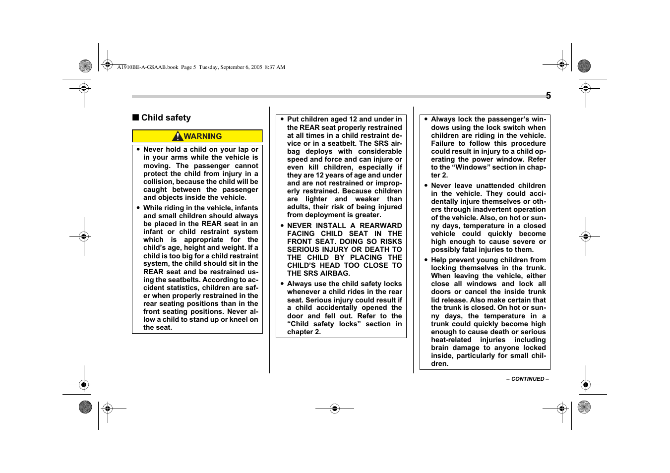 Saab 2006 9-2 User Manual | Page 11 / 322