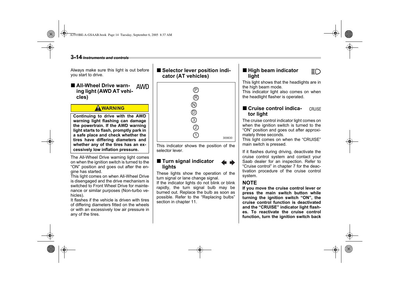 Saab 2006 9-2 User Manual | Page 116 / 322