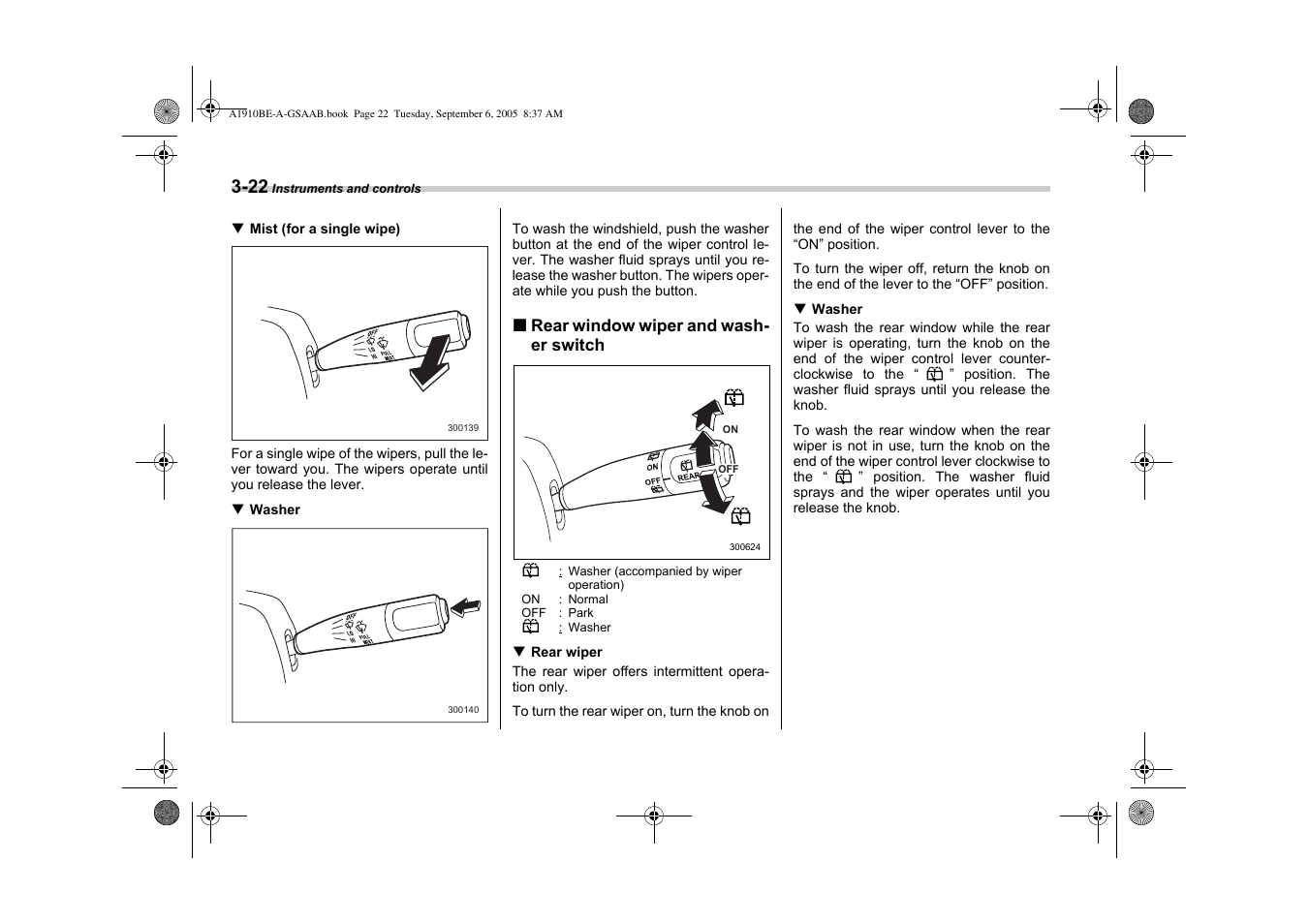Saab 2006 9-2 User Manual | Page 124 / 322