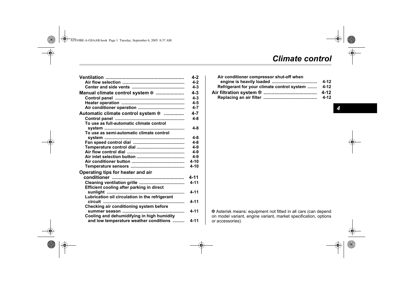 Climate control | Saab 2006 9-2 User Manual | Page 129 / 322