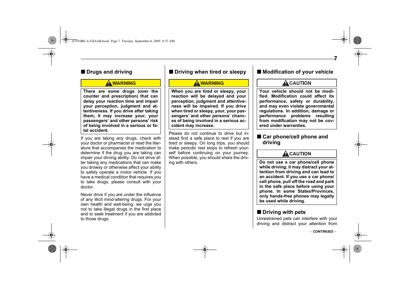 Saab 2006 9-2 User Manual | Page 13 / 322
