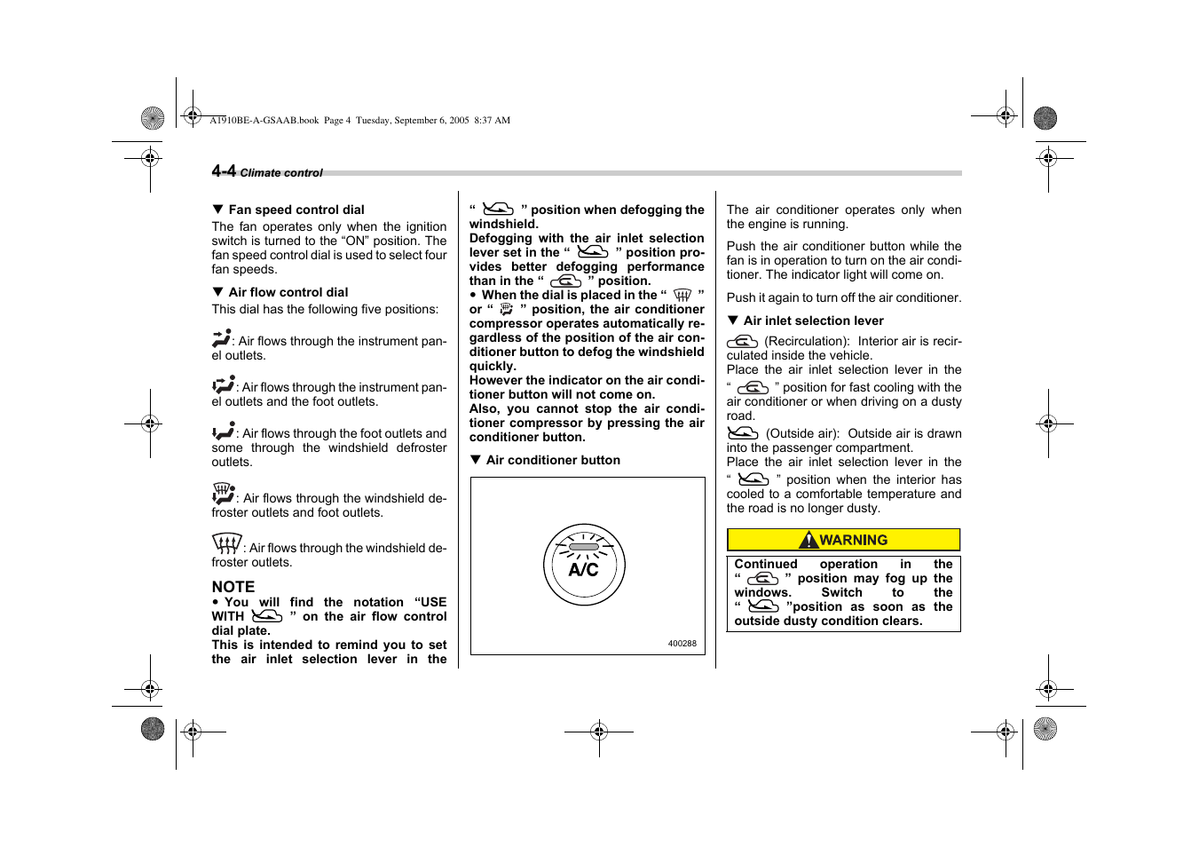 Saab 2006 9-2 User Manual | Page 132 / 322