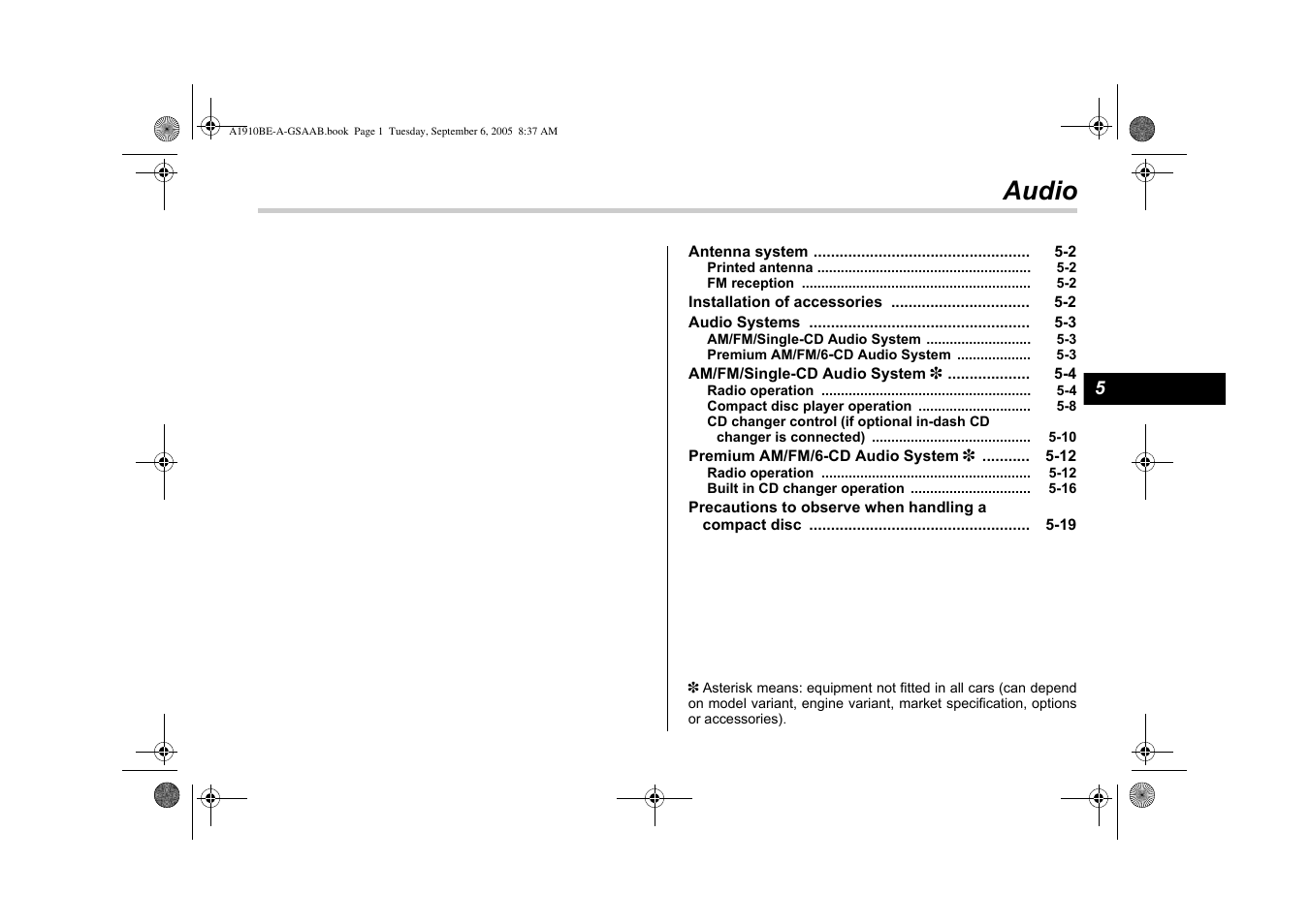 Audio | Saab 2006 9-2 User Manual | Page 143 / 322