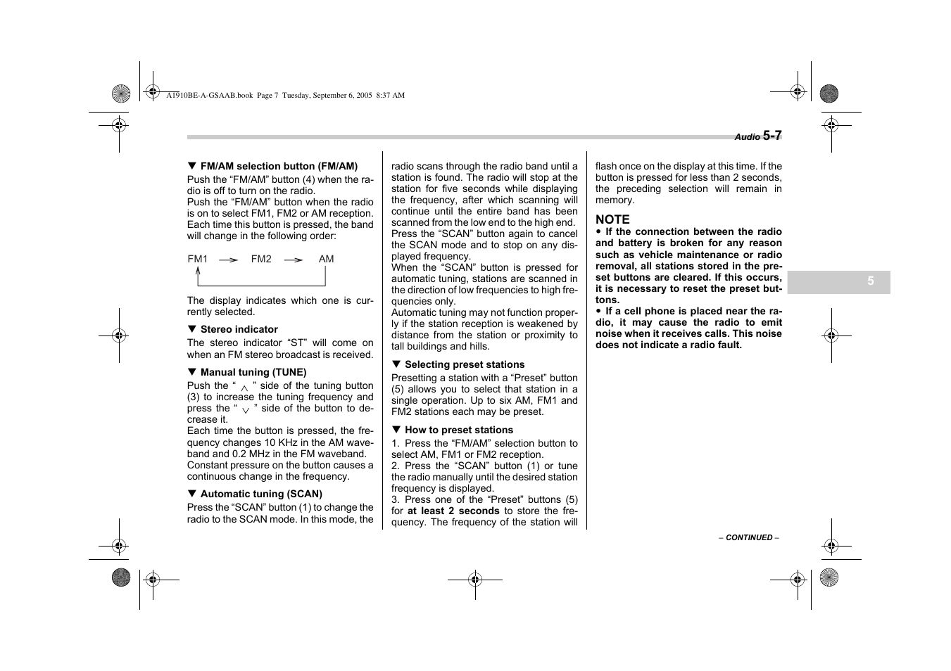 Saab 2006 9-2 User Manual | Page 149 / 322