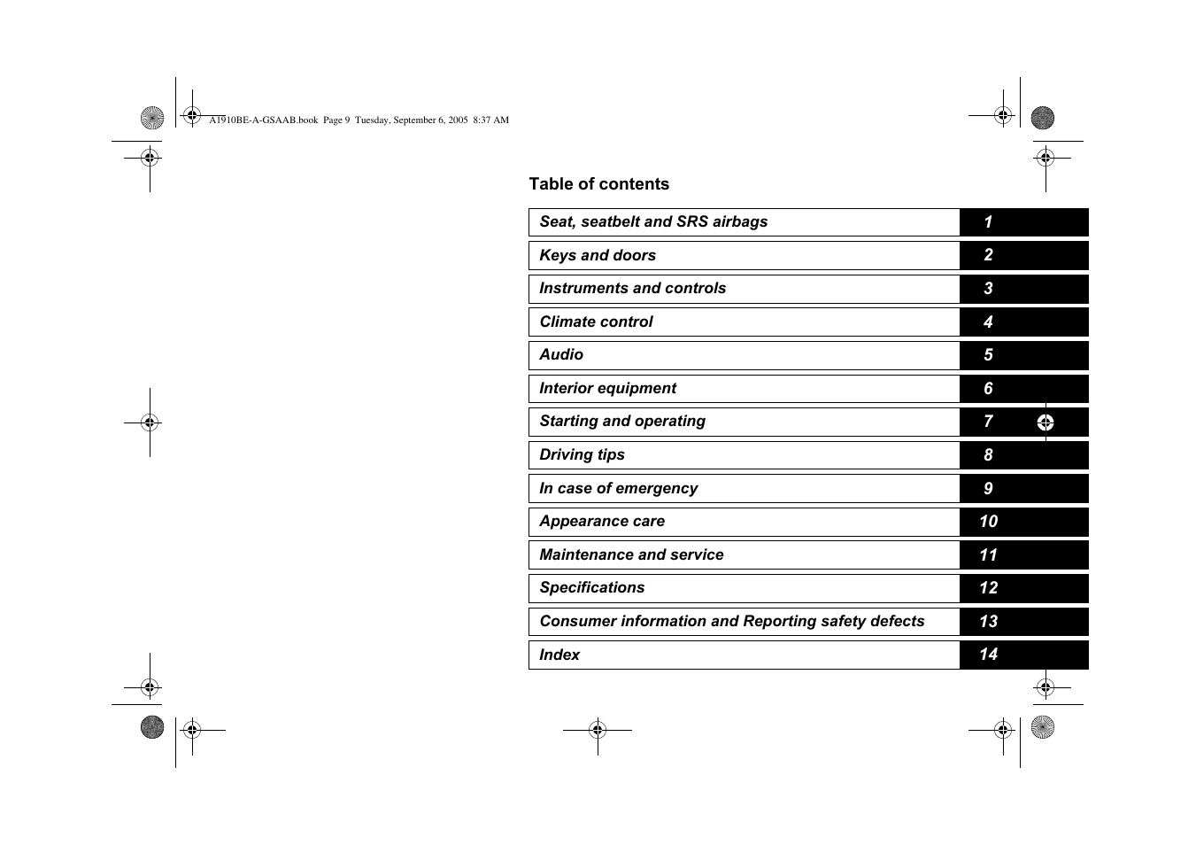 Saab 2006 9-2 User Manual | Page 15 / 322