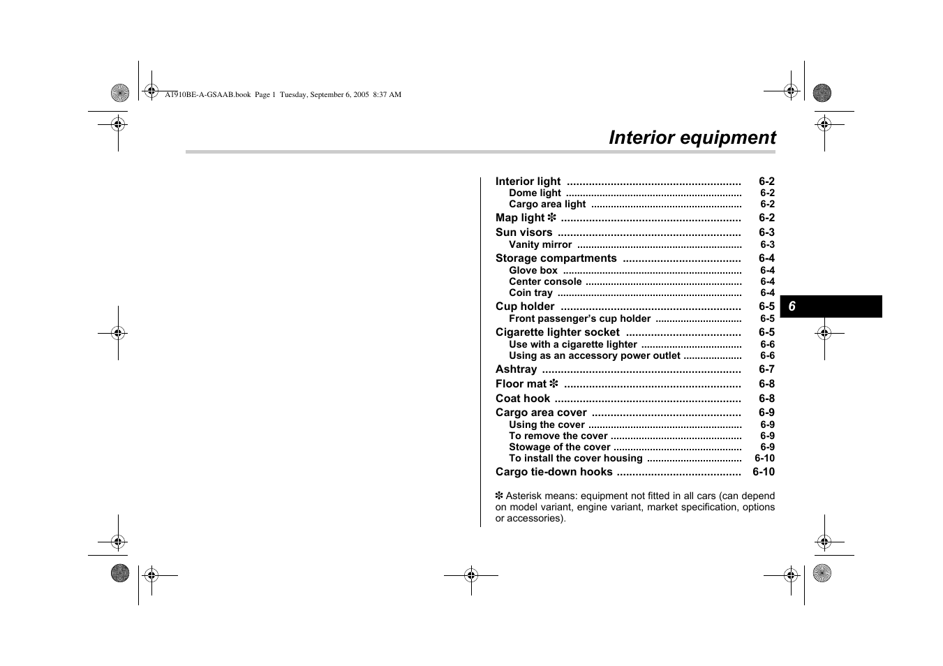 Interior equipment | Saab 2006 9-2 User Manual | Page 163 / 322