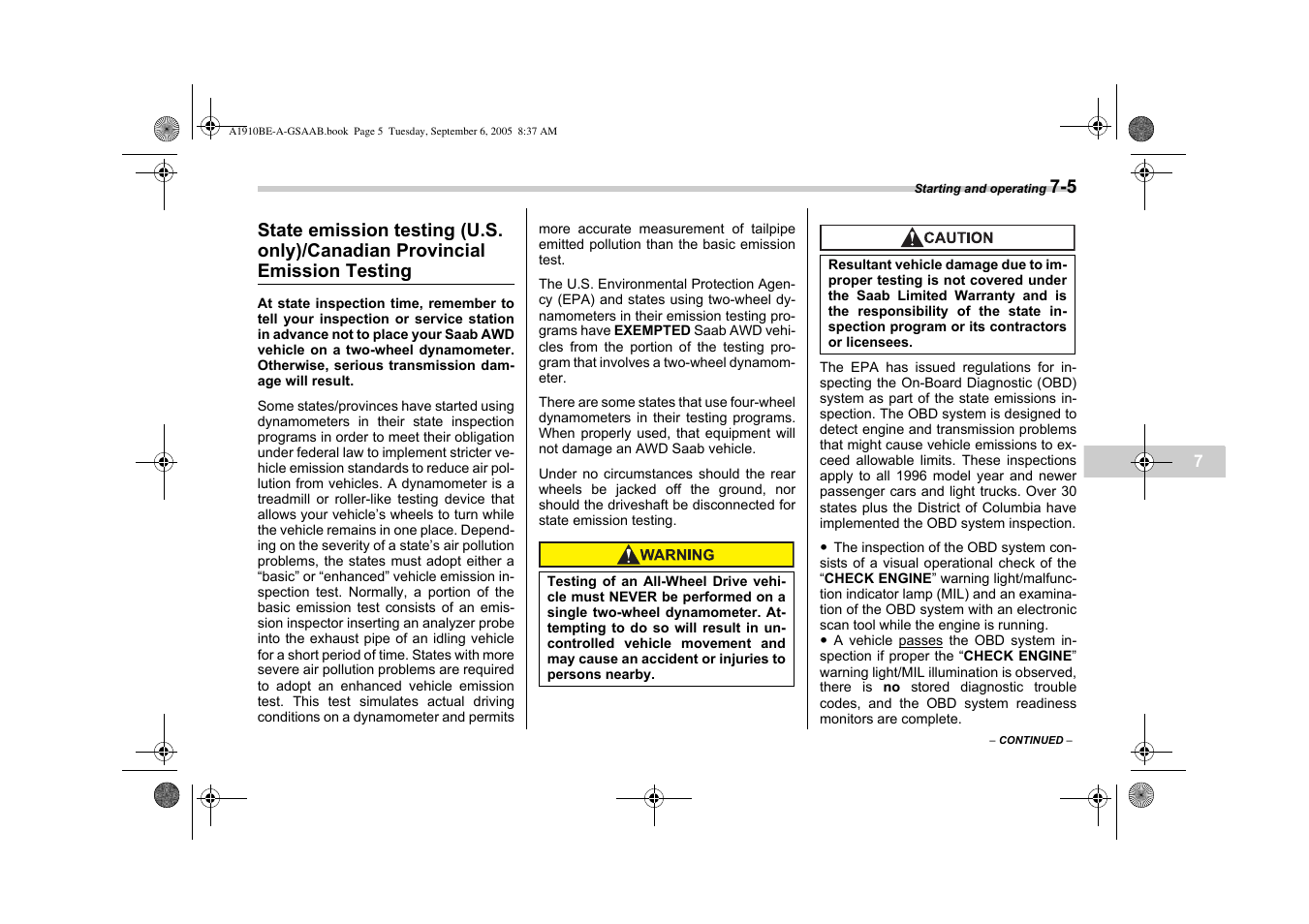 Saab 2006 9-2 User Manual | Page 177 / 322