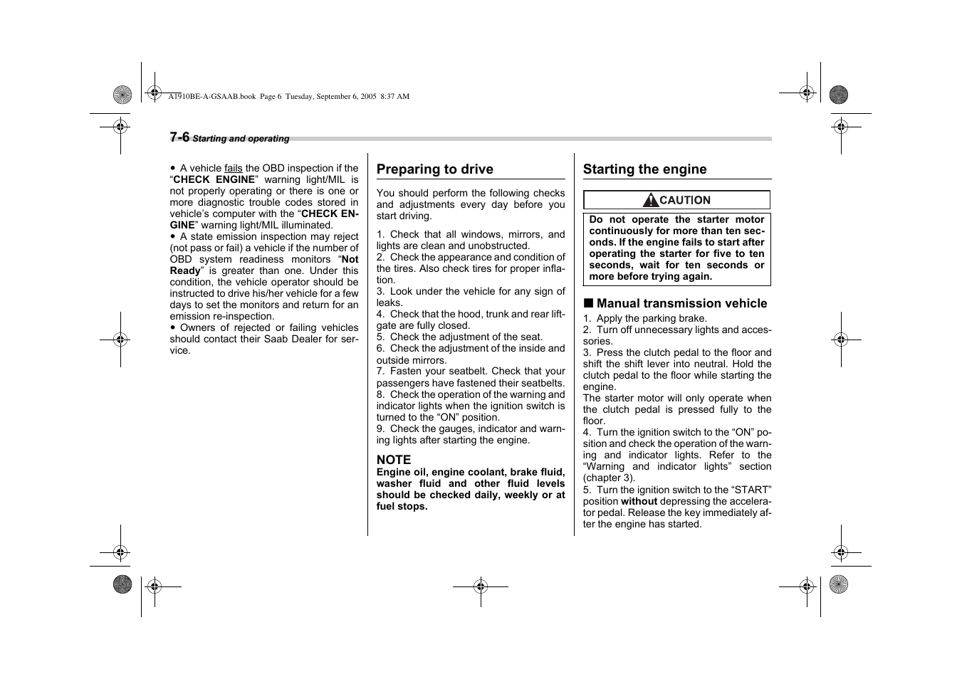 Saab 2006 9-2 User Manual | Page 178 / 322