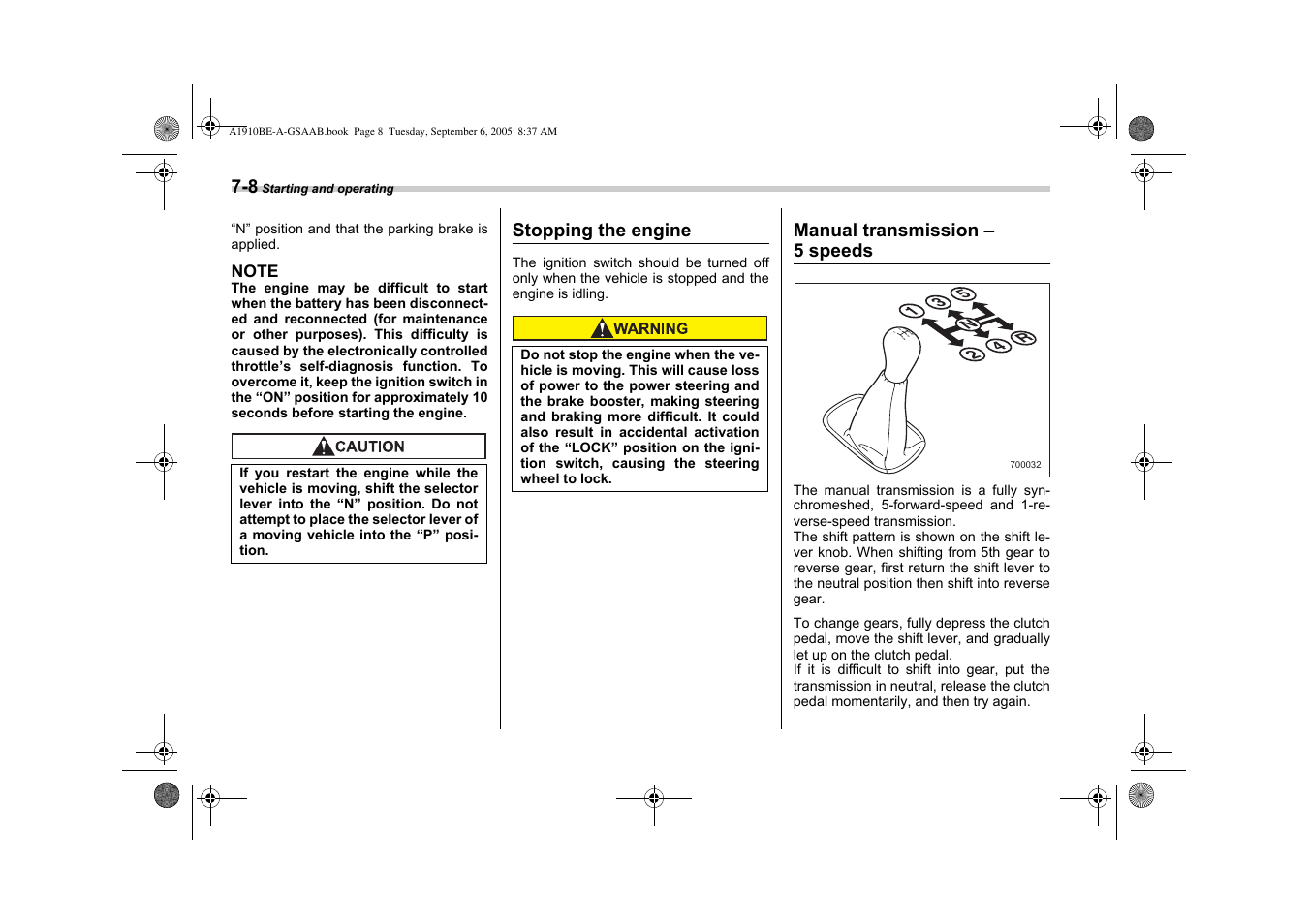 Saab 2006 9-2 User Manual | Page 180 / 322