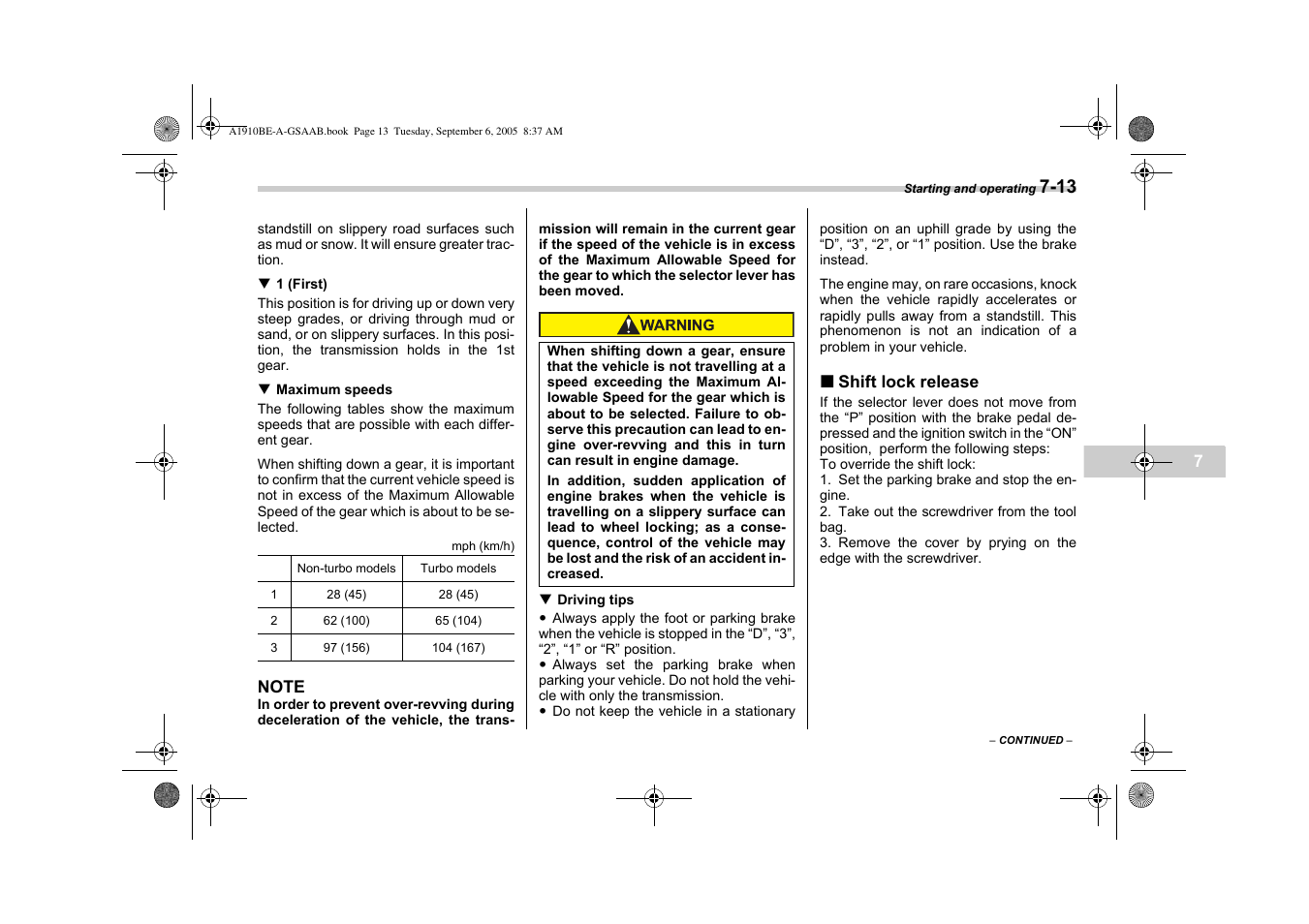 Saab 2006 9-2 User Manual | Page 185 / 322