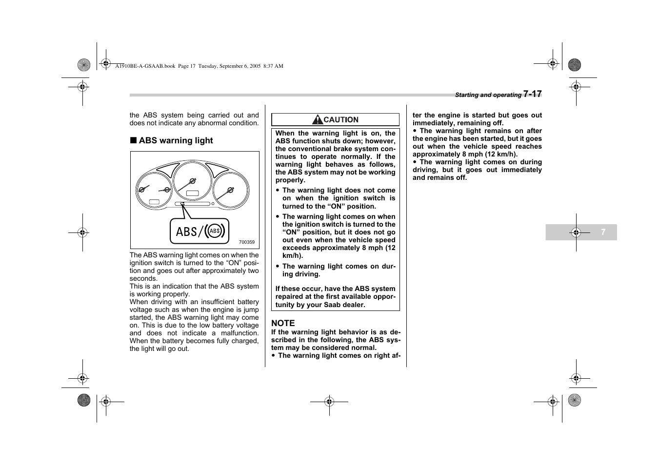 Saab 2006 9-2 User Manual | Page 189 / 322