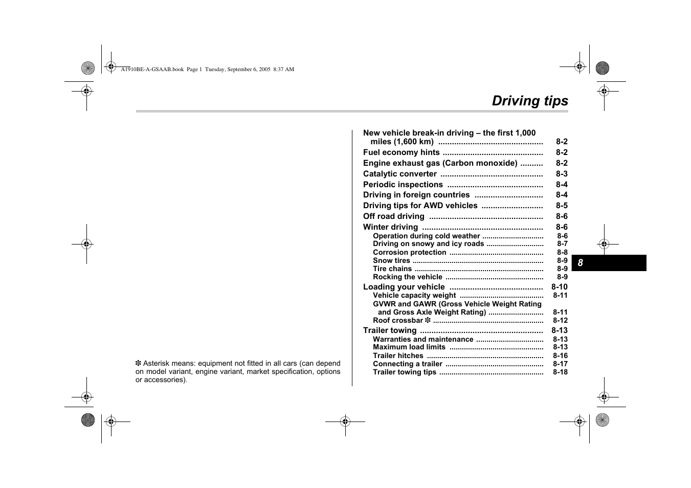 Driving tips | Saab 2006 9-2 User Manual | Page 197 / 322