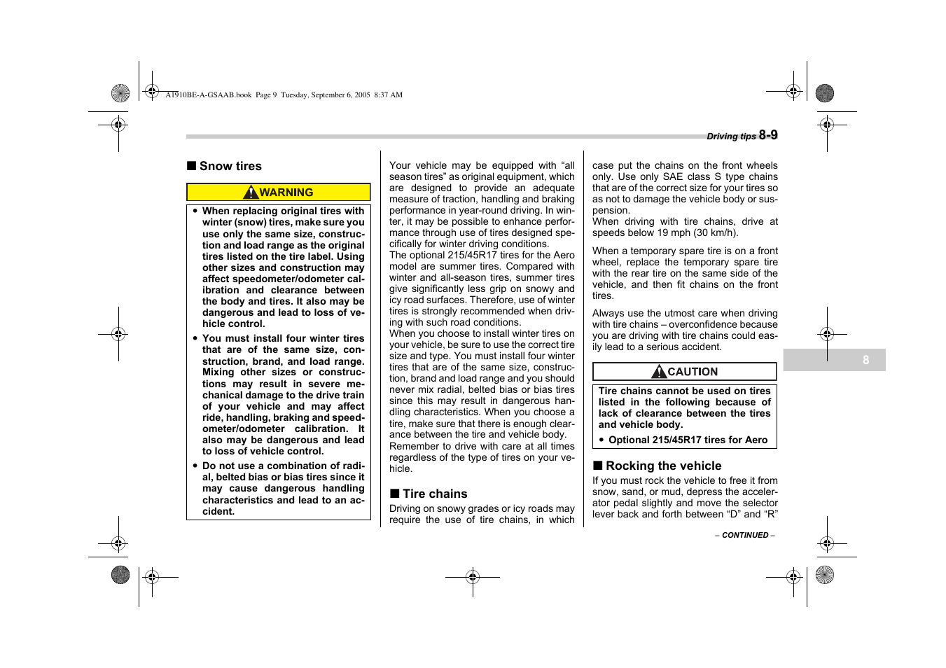 Saab 2006 9-2 User Manual | Page 205 / 322