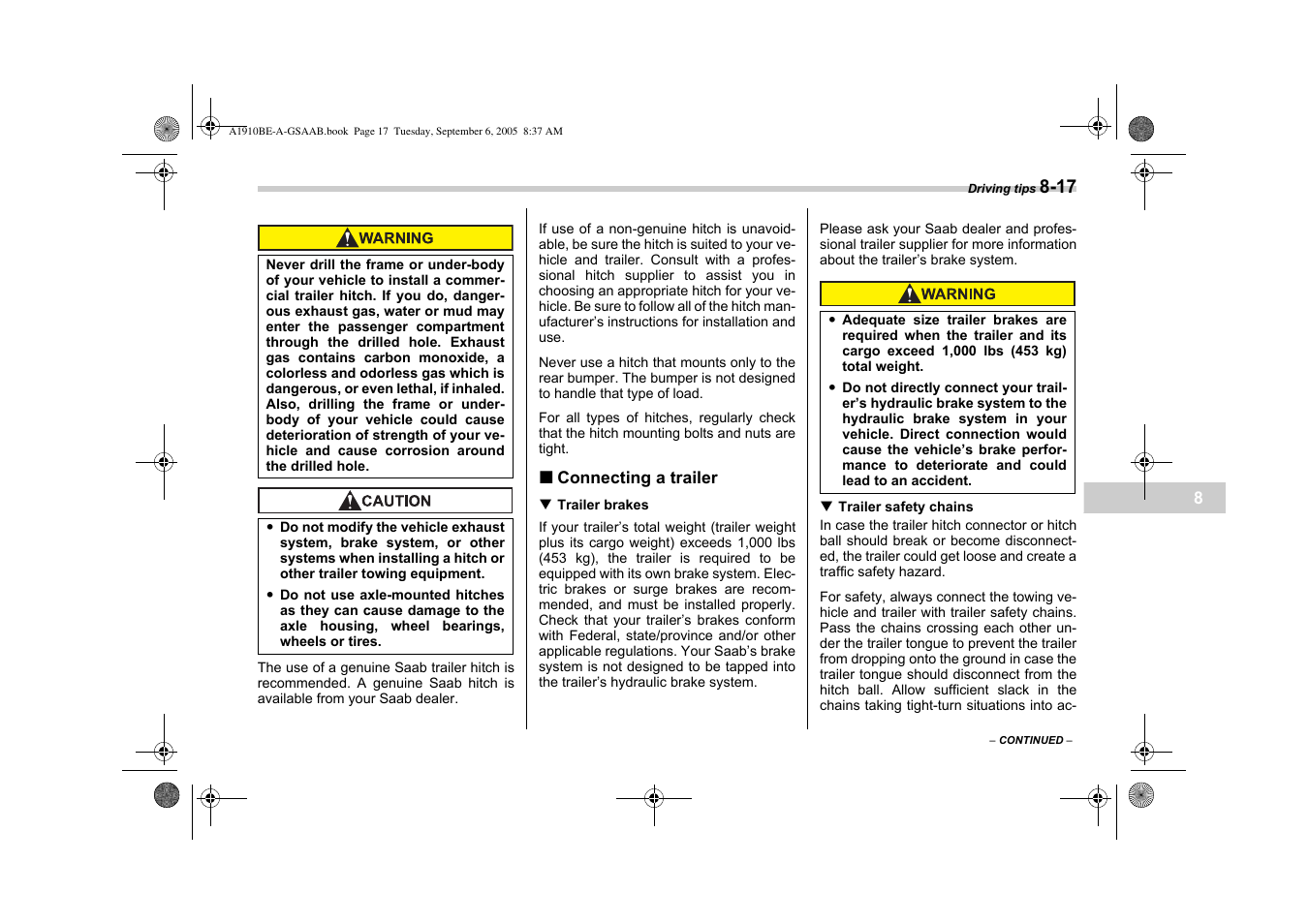 Saab 2006 9-2 User Manual | Page 213 / 322