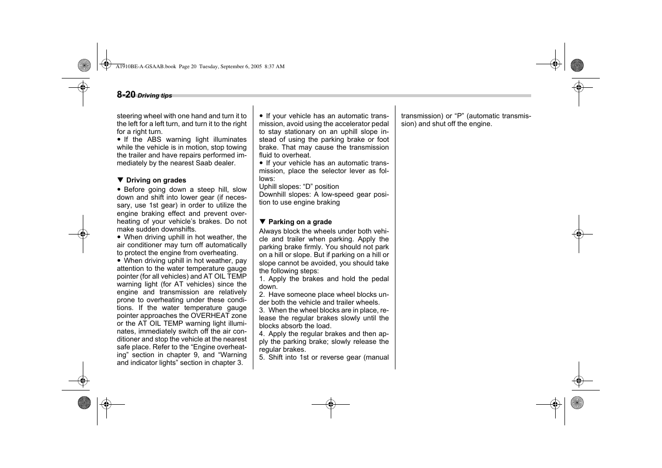 Saab 2006 9-2 User Manual | Page 216 / 322