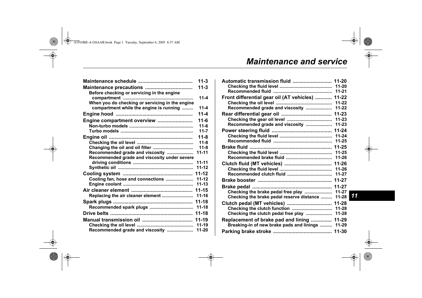 Maintenance and service | Saab 2006 9-2 User Manual | Page 239 / 322