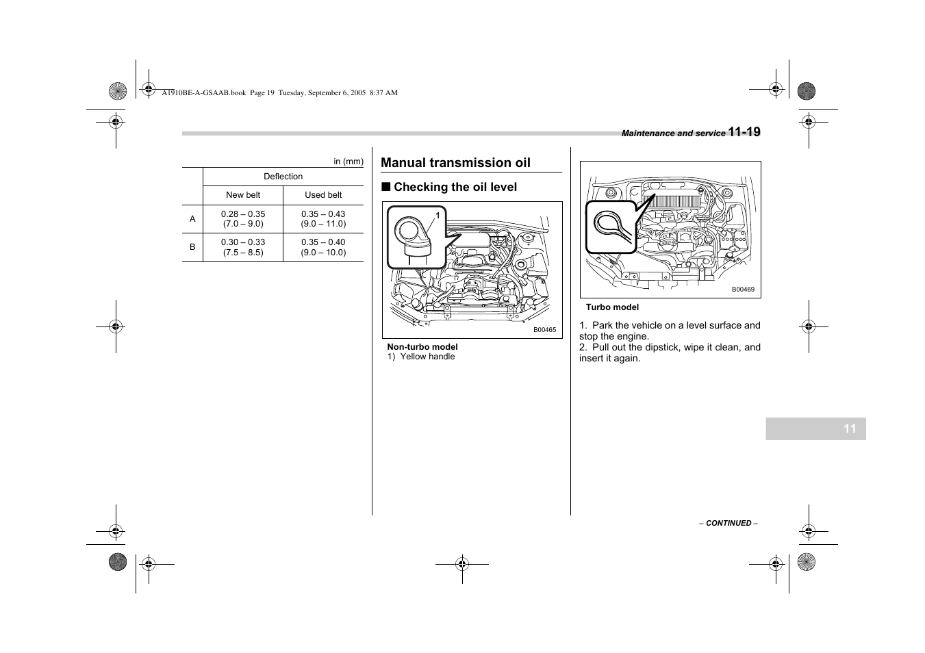 Manual transmission oil | Saab 2006 9-2 User Manual | Page 257 / 322