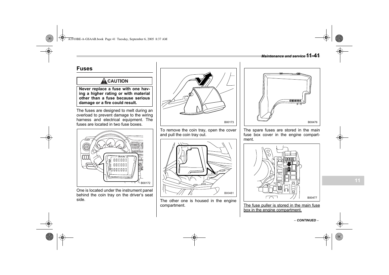 Fuses | Saab 2006 9-2 User Manual | Page 279 / 322
