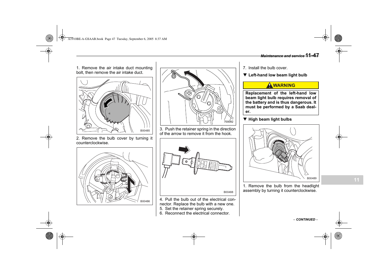 Saab 2006 9-2 User Manual | Page 285 / 322