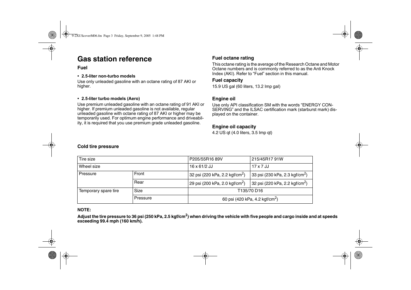 Gas station reference | Saab 2006 9-2 User Manual | Page 3 / 322